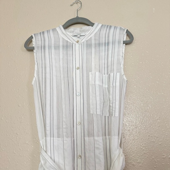 Vince Stripe Gauze Sleeveless Shirtdress - Picture 8 of 11